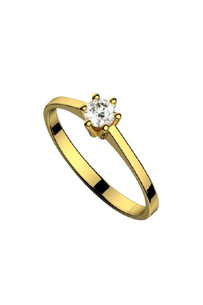 Inel de logodna, Coriolan, aur galben 18K, diamant 0.13 carate GVS1, 55 mm