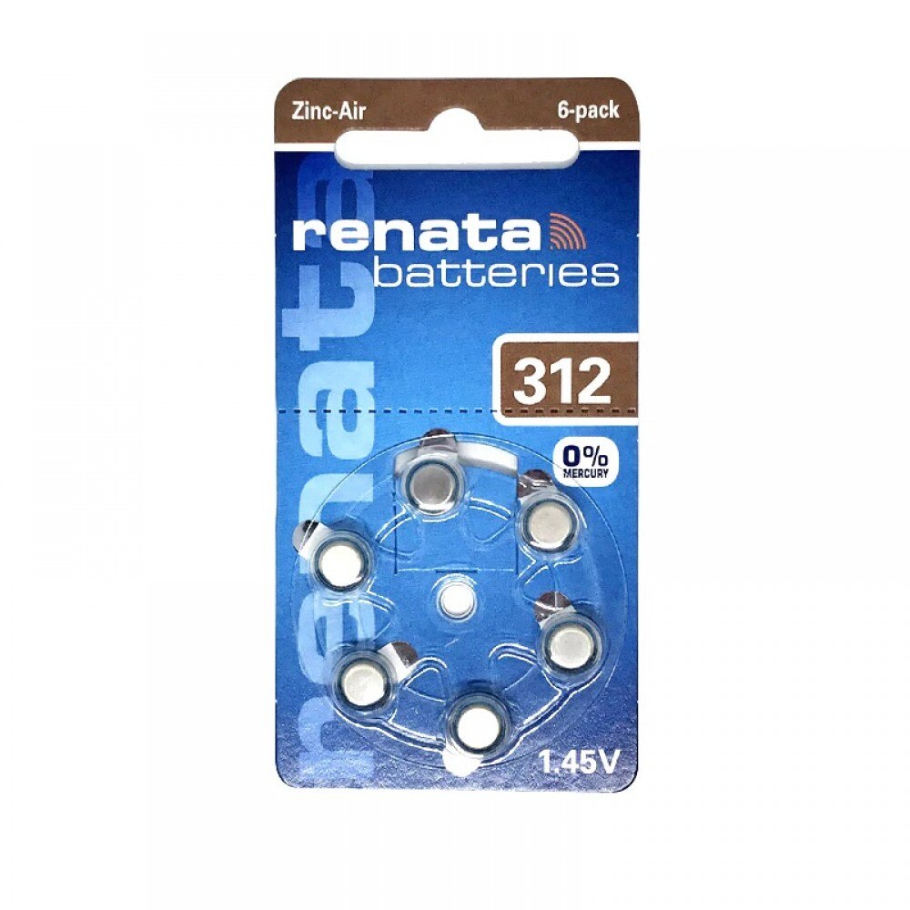 Baterii pentru aparate auditive Renata 312 PR41 Zinc-Aer 6 bucati