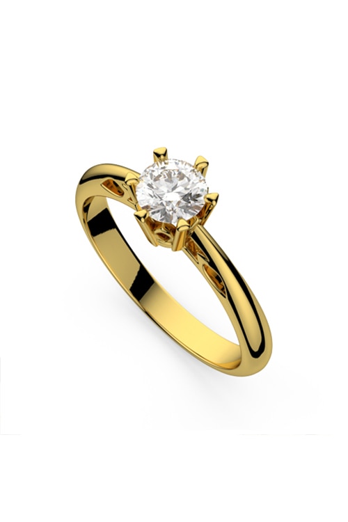 Inel de logodna, Coriolan, aur galben 18K, diamant 0.19 carate GVS1, 52 mm