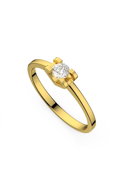 Inel de logodna Coriolan, aur galben 18K, diamant 0.18 carate GVS1, 53 mm