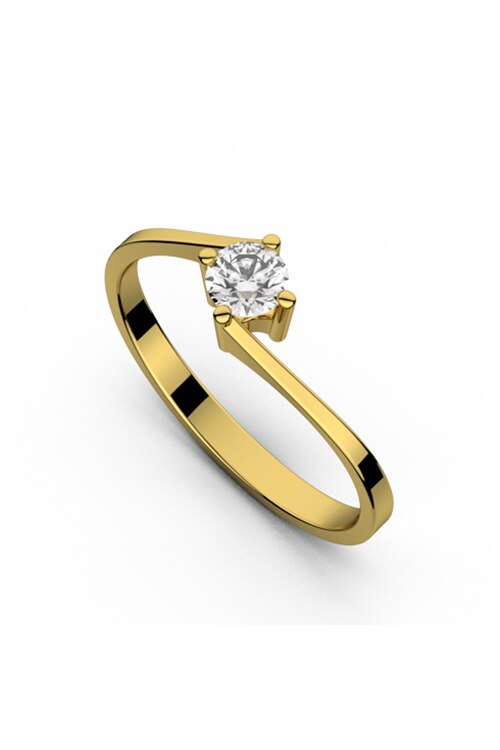 Inel de logodna DR059, Coriolan, aur galben 18K, diamant 0.23 carate GVS1, 51 mm