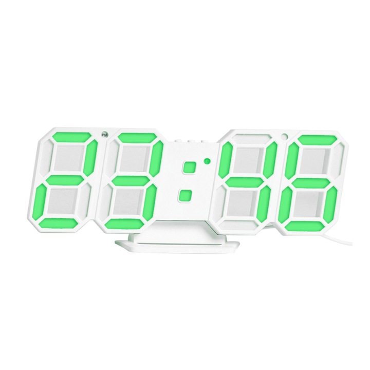 Digitális LED óra hőmérővel / asztali és fali óra - zöld