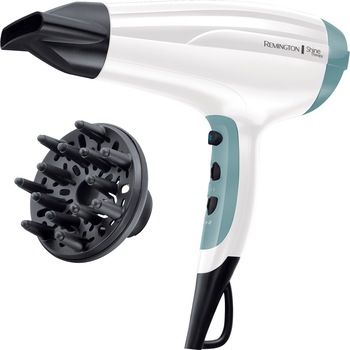Uscator de par Remington Shine Therapy D5216, 2300W, Ionizare, 3 trepte de temperatura, 2 viteze, CoolShot, concentrator, difuzor, Alb/Albastru Uscator de par Remington Shine Therapy D5216, 2300W, Ionizare, 3 trepte de temperatura, 2 viteze, CoolShot, concentrator, difuzor, Alb/Albastru