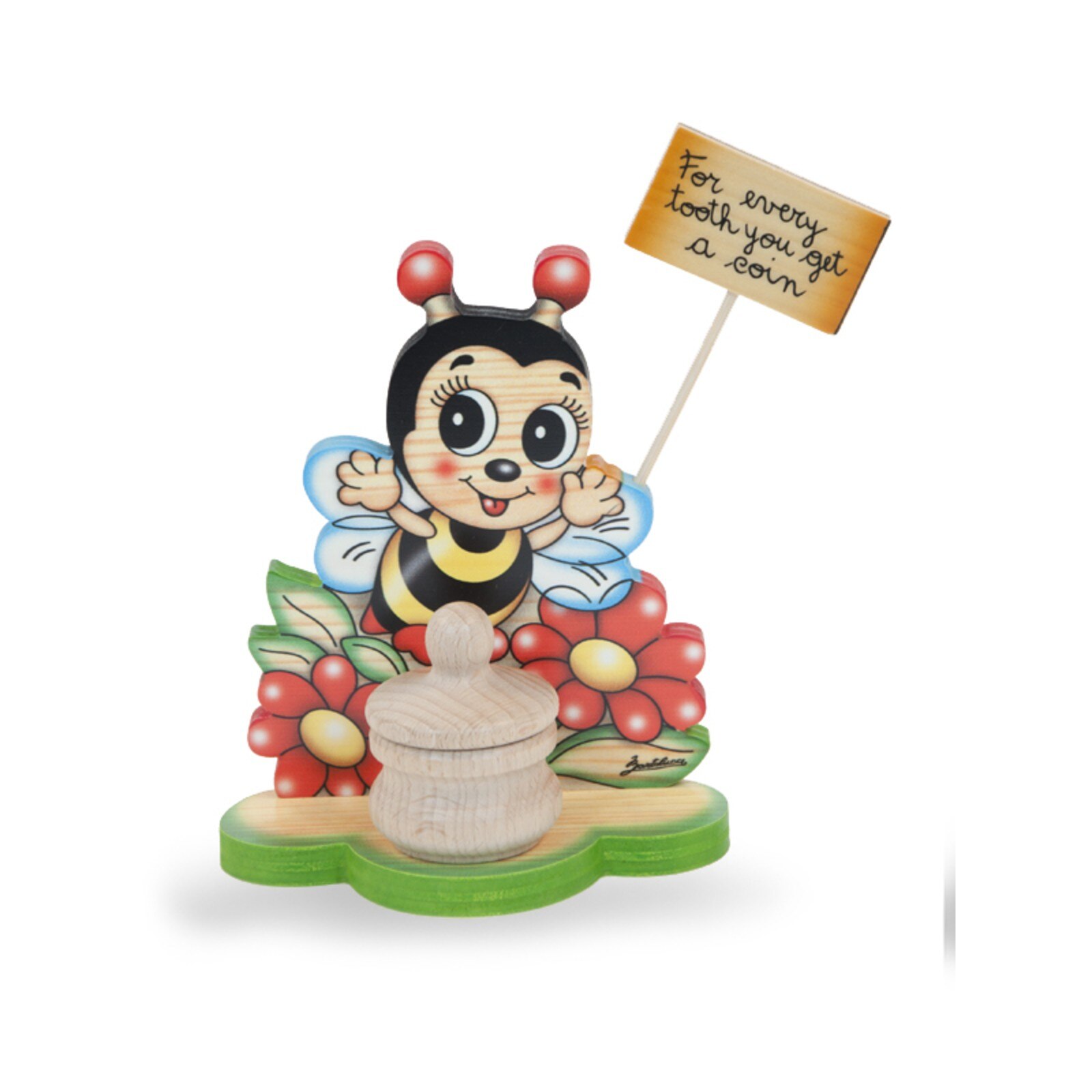 Cutiuta dintisori din lemn cu Albina, pentru copii