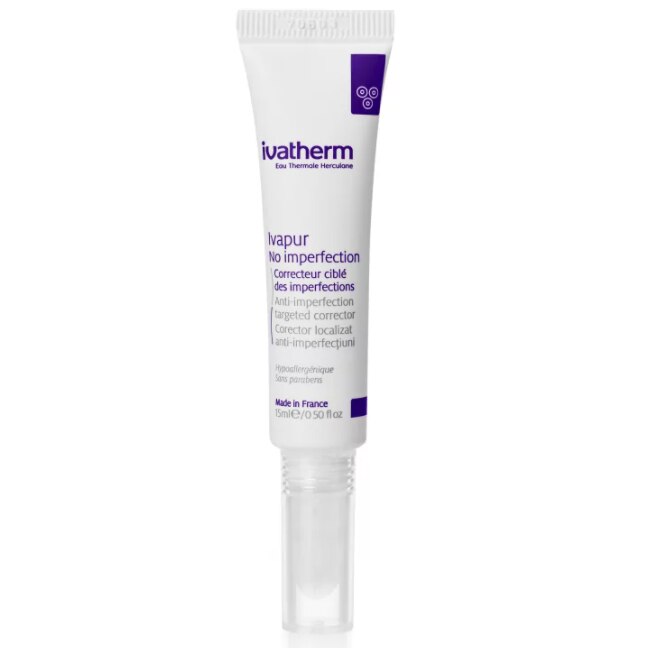 Ser tratament corector Ivapur No Imperfection, Ivatherm, cu extract de alge si niacinamide, pentru cosuri ocazionale, 15 ml