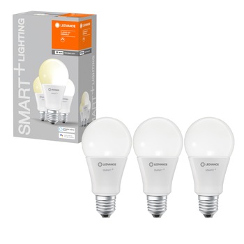 Pachet 3 becuri inteligente LED LEDVANCE SMART WIFI, A100, 14W (100W), 1521 lm, dimabil, temperatura lumina calda (2700K), compatibil amazon alexa/Google Assistant Pachet 3 becuri inteligente LED LEDVANCE SMART WIFI, A100, 14W (100W), 1521 lm, dimabil, temperatura lumina calda (2700K), compatibil amazon alexa/Google Assistant