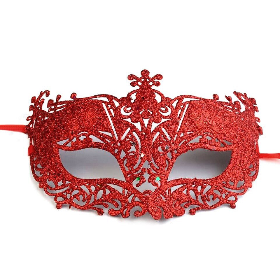 Masca de carnaval cu sclipici, rosu