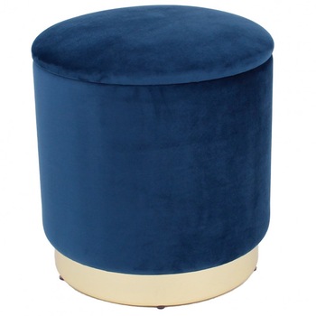 Taburet cu spatiu depozitare,baza metal,catifea, 37x40 cm, albastru Taburet cu spatiu depozitare,baza metal,catifea, 37x40 cm, albastru