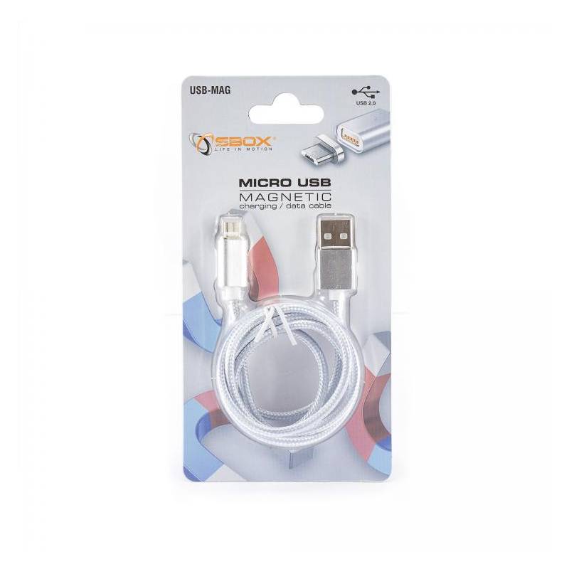 Cablu de date, SBOX MAGNETIC USB - Mágneses Micro USB , 1 m, Argintiu