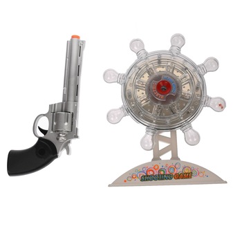 Set Pistol si tinta de jucarie, cu sunete si luminite, revolver - 933H16C Set Pistol si tinta de jucarie, cu sunete si luminite, revolver - 933H16C