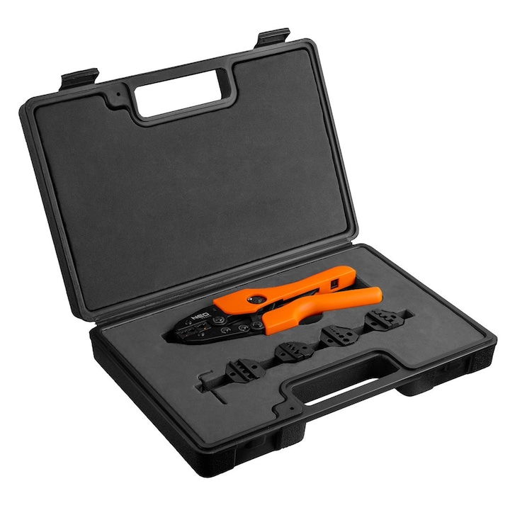 Neo 01-537 krimpelő fogó készlet, 5 fejjel, 0.5–10 mm², 220 mm, narancssárga / fekete