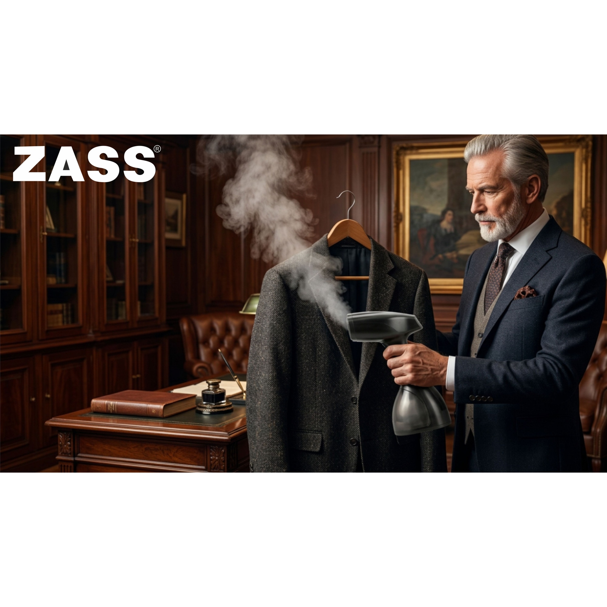 Aparat de calcat vertical portabil Zass ZGS 04, putere mare de 1500W, debit de abur 30 g/min, vaporizator rapid in 30s cu incalzitor de aluminiu, panou de control cu comutator tactil