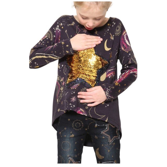 Bluza Desigual 1720, Gri inchis/Galben, 128 CM/128 CM