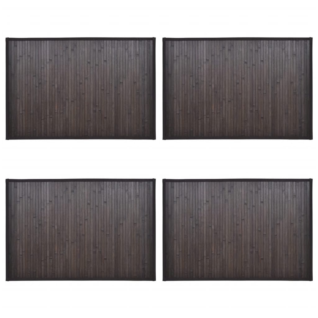 Set de 4 covorase de baie, vidaXL, Bambus, 40 x 50, 17 mm, Maro inchis