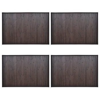 Set de 4 covorase de baie, vidaXL, Bambus, 60 x 90 cm, 17 mm, Maro inchis Set de 4 covorase de baie, vidaXL, Bambus, 60 x 90 cm, 17 mm, Maro inchis