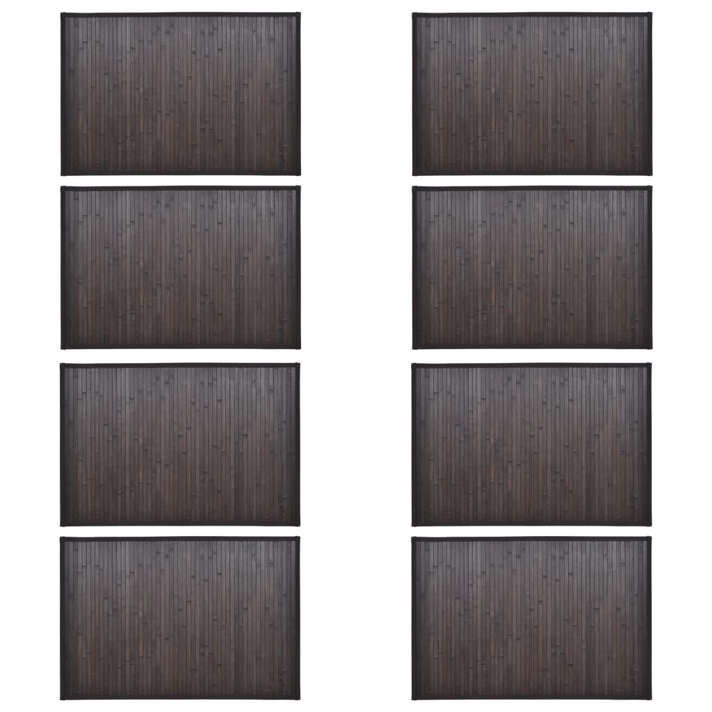 Set de 8 covorase de baie, vidaXL, Bambus, 40 x 50, 17 mm, Maro inchis