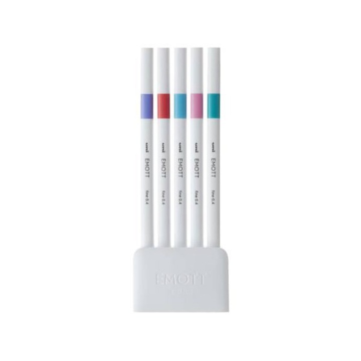 Tűfilc UNI EMOTT 5 darabos 0,4mm (világoslila, korall piros, világoskék, világosrózsaszín, smaragdzöld)
