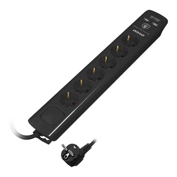 Prelungitor 6 prize cu protectie copii si supratensiune 3x1.5mm² - 3 metri 3680W negru Prelungitor 6 prize cu protectie copii si supratensiune 3x1.5mm² - 3 metri 3680W negru