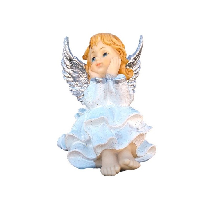 Ангел, Смола, Бял, 13 см