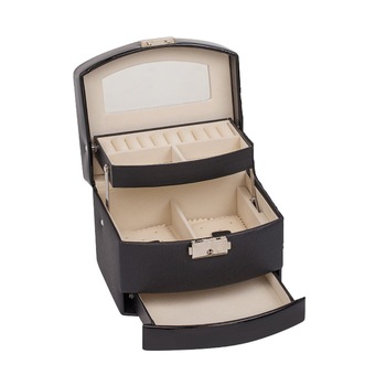 Cutie de bijuterii cu maner, Rossi, 16x14x13cm, negru Cutie de bijuterii cu maner, Rossi, 16x14x13cm, negru