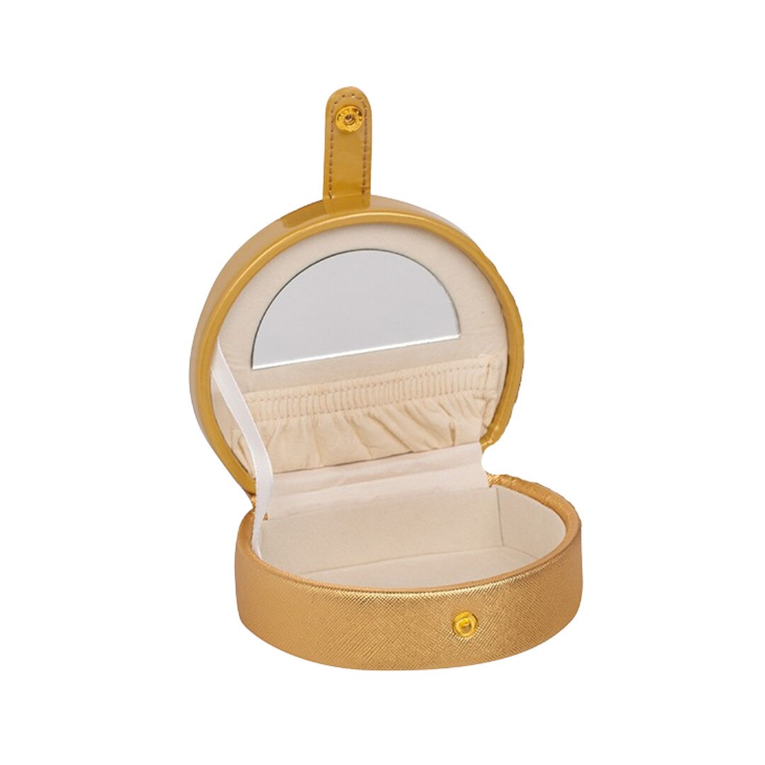 Cutie de bijuterii rotunda cu maner, Rossi, auriu