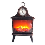 Semineu Decorativ, Felinar 60 x 20 x 10, tema flacara culoare calda, Lumina Led, din plastic negru