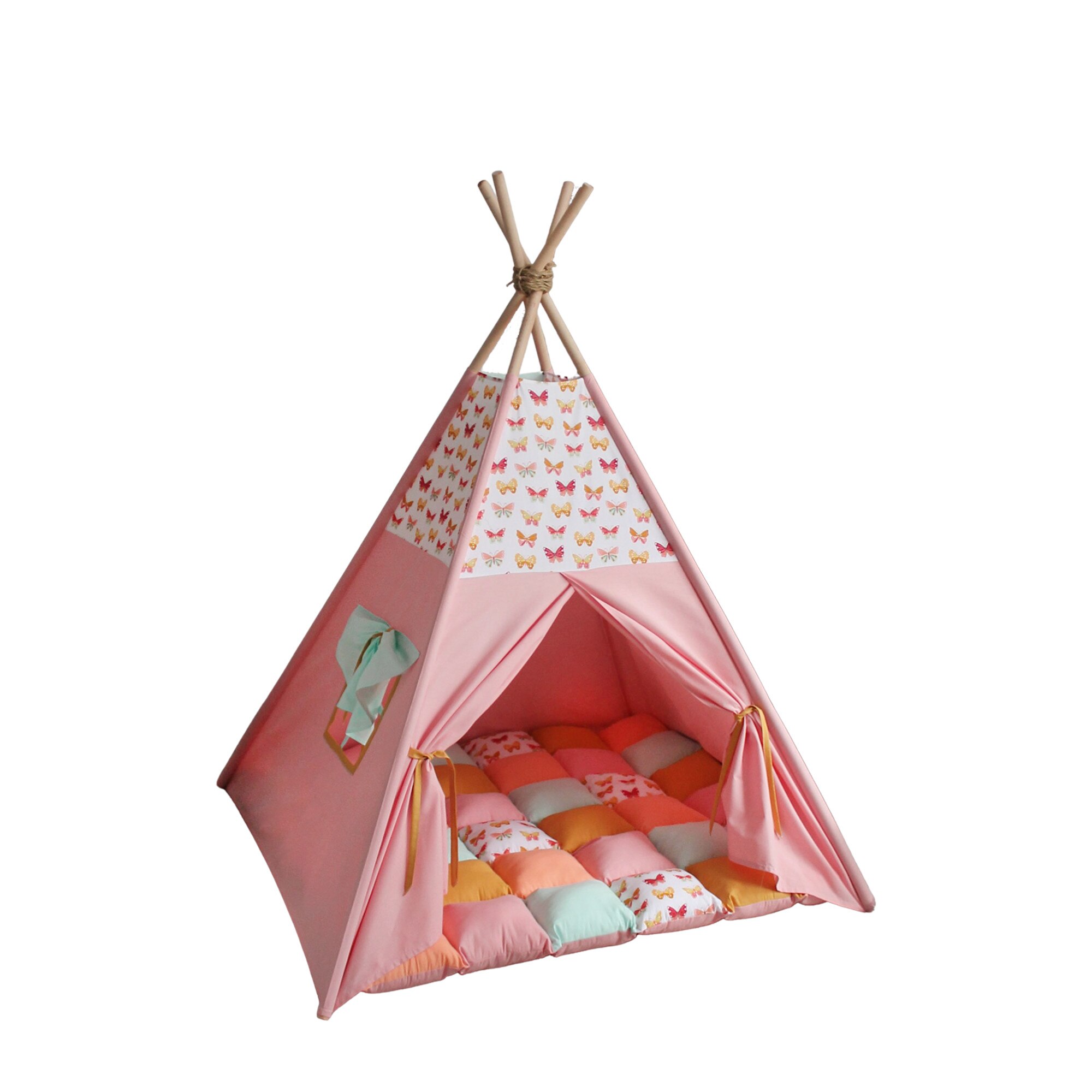 Cort teepee cu salteluta de joaca Montessori Butterflies