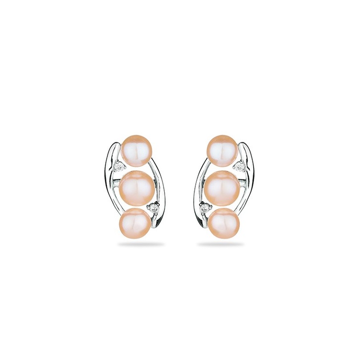 Cercei Swan Pearls FN701ER, Perle roz, Argint 925