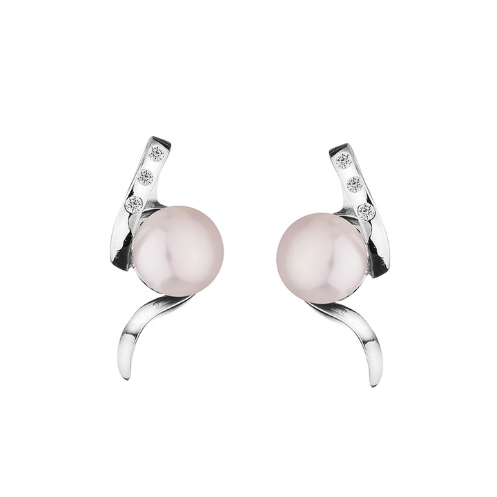 Cercei Swan Pearls LA180EW, Perle albe, Argint 925