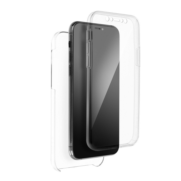 Samsung Galaxy M51 360°-os 2 részes műanyag/szilikon telefontok, Átlátszó
