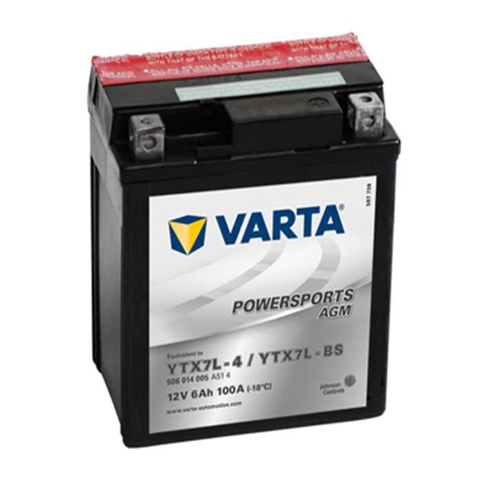 Baterie Moto Varta 6Ah AGM 506014005, echivalent YTX7L-4 / YTX7L-BS