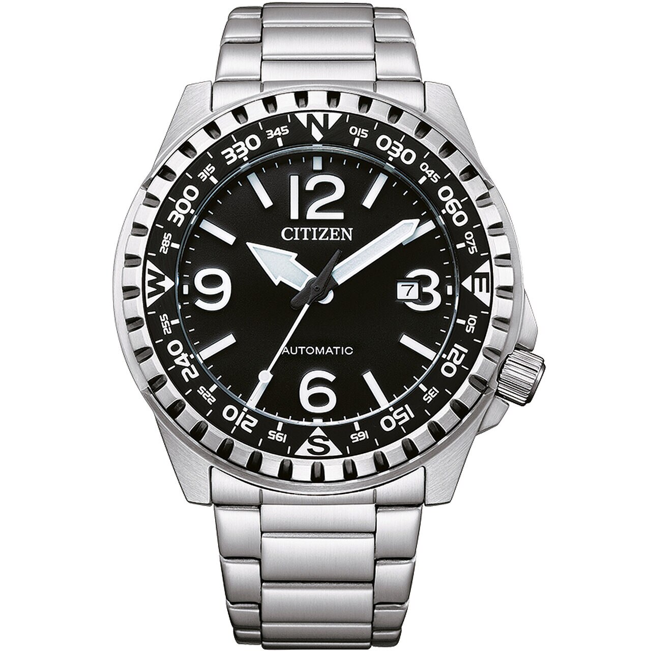Ceas barbatesc Citizen NJ2190-85E, Automatic, 46mm, 10ATM, Argintiu