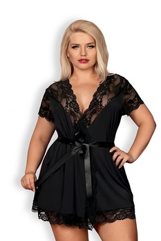 Halat de baie dama Obsessive 810-PEI-1, Poliamida/Elastan, Negru, 2XL, Negru mat, 2XL Halat de baie dama Obsessive 810-PEI-1, Poliamida/Elastan, Negru, 2XL, Negru mat, 2XL