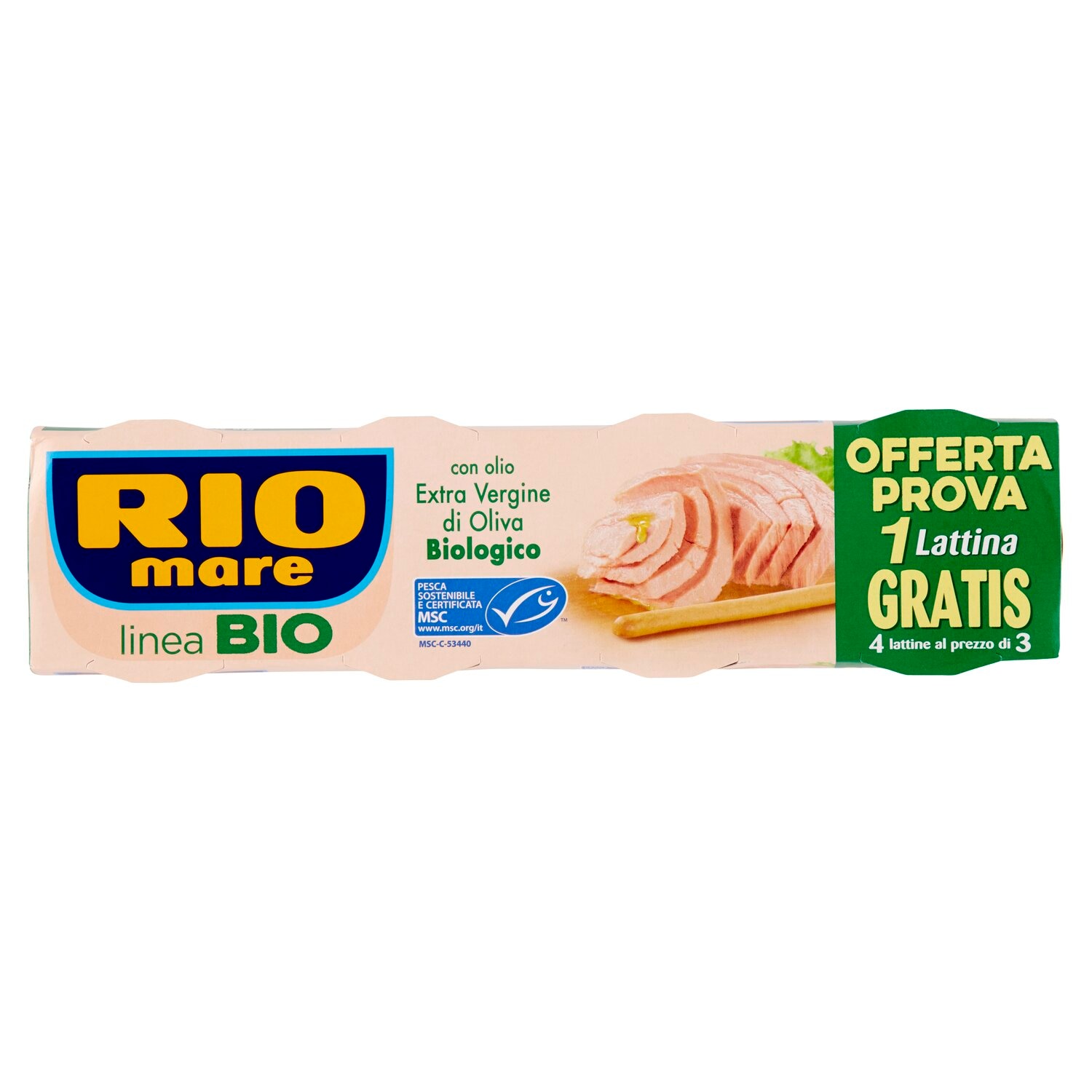 Ton in Ulei de Masline Extravirgin Bio Rio Mare, set 4 buc x 80g
