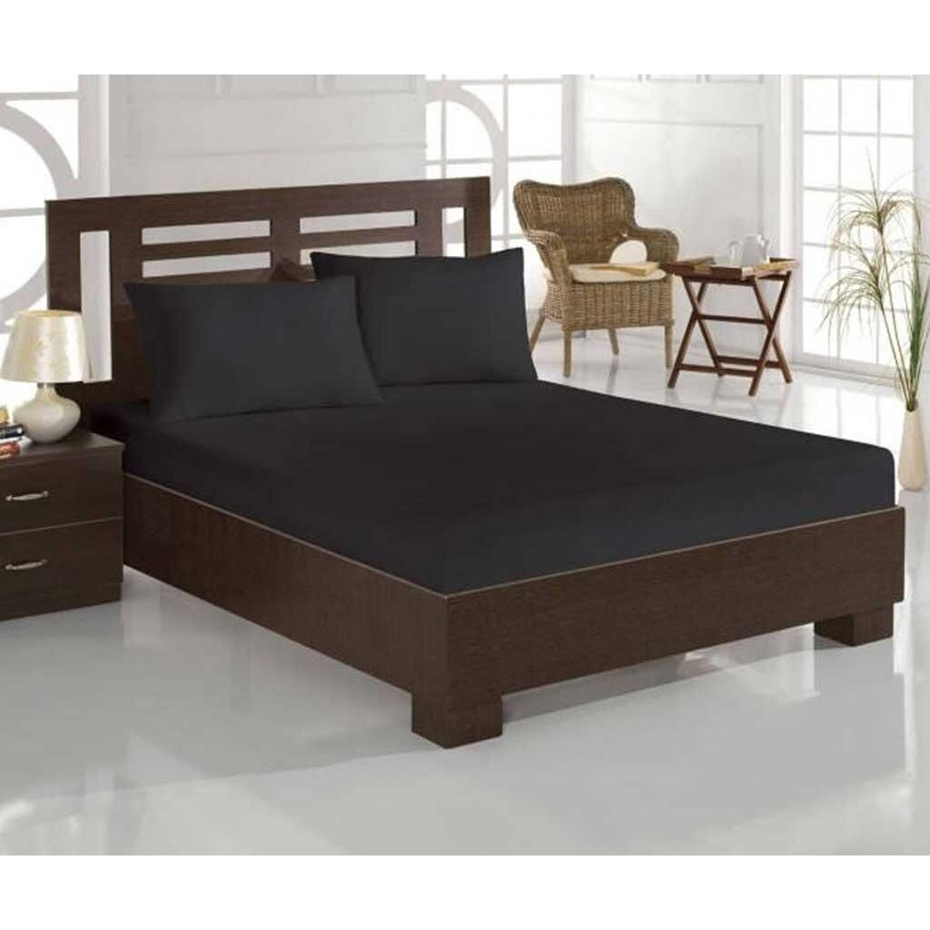 Set cearsaf pat cu fete perna Trendy, Antracit, 3 piese, Ozdilek