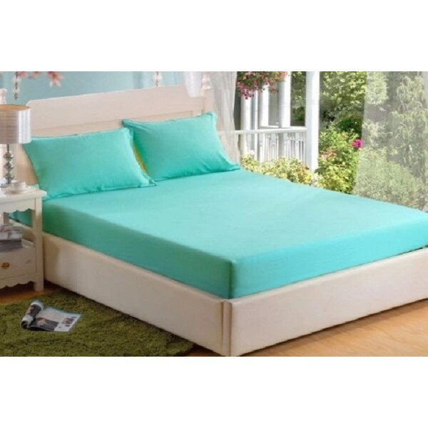 Set cearsaf pat cu fete perna Trendy, Turcoaz, 3 piese, Ozdilek