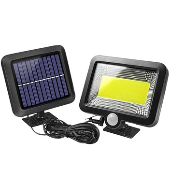 Lampa solara de perete, Huerler FL162, 100 x COB LED, cu panou solar polisiciliu detasabil, senzor miscare, rezistenta la apa, negru Lampa solara de perete, Huerler FL162, 100 x COB LED, cu panou solar polisiciliu detasabil, senzor miscare, rezistenta la apa, negru