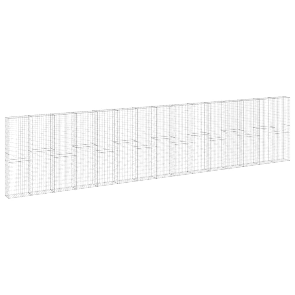 Gard perete gabion, vidaXL, Otel galvanizat, 900 x 30 x 200 cm, Argintiu