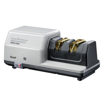 Dispozitiv electric profesional pentru ascutit cutite Graef, CC2000, cu trei faze, discuri de ascutire diamantate, unghi slefuire de 20°, usor de folosit, calitate nemteasca, gri Dispozitiv electric profesional pentru ascutit cutite Graef, CC2000, cu trei faze, discuri de ascutire diamantate, unghi slefuire de 20°, usor de folosit, calitate nemteasca, gri