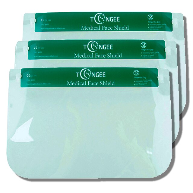 Set 3 Viziere Profesionale de protectie faciala reutilizabile, foarte usoare, comode, din plastic cu suport burete pe frunte, 33x22 cm, Neo Green Guard