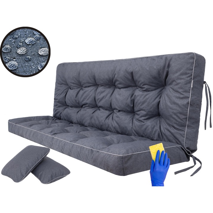 Perna pentru leagan sau banca de gradina 150 cm – groasa, impermeabila + 2 perne mici