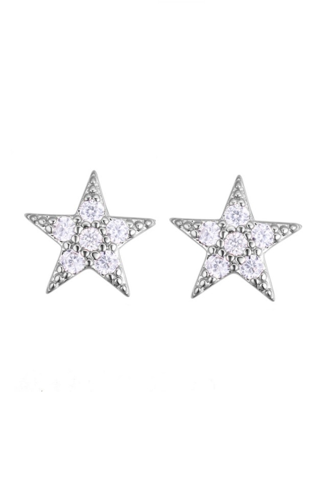Cercei din argint 925 Zircon Star in forma de stea cu pietre de zirconiu, ideali cadou, aniversare, sarbatori, martisor