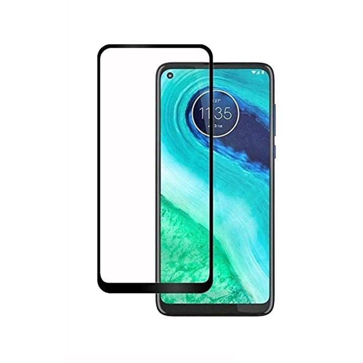 Folie OptimSecure Tempered Glass Full Glue 5D Secure Glass за Motorola Moto G Stylus, черен