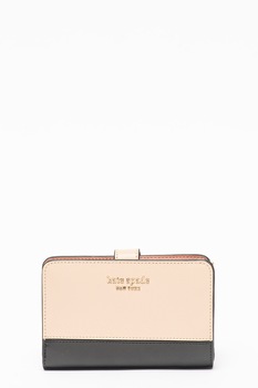 KATE SPADE, Portofel din piele Spencer, Bej/Negru KATE SPADE, Portofel din piele Spencer, Bej/Negru
