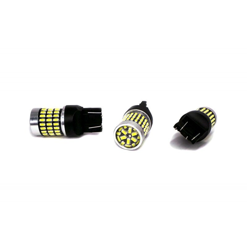 Комплект 2 бели LED крушки за 7443, W21W/5W 12-24V CANBUS 2100lm с леща ...