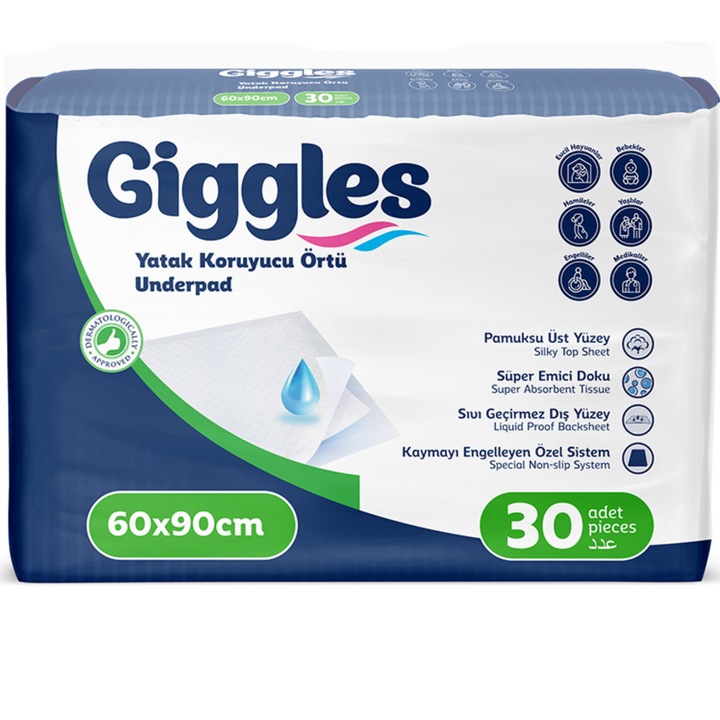 Aleze/Protectii pentru pat Giggles Underpad 60 x 90 cm, 30 bucati