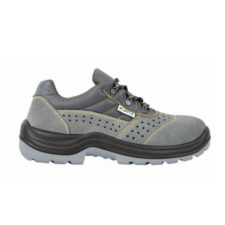 Pantofi de Protectie PROTEK, 44, Bombeu Metalic, Piele Spalt de Bovina, Gri, S1P-SRC