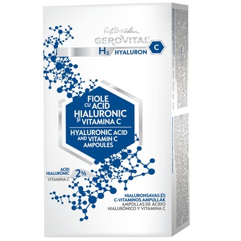 Fiole cu acid hialuronic si vitamina C Gerovital H3 Hyaluron C, concentratie 2%, 10 buc x 2 ml Fiole cu acid hialuronic si vitamina C Gerovital H3 Hyaluron C, concentratie 2%, 10 buc x 2 ml
