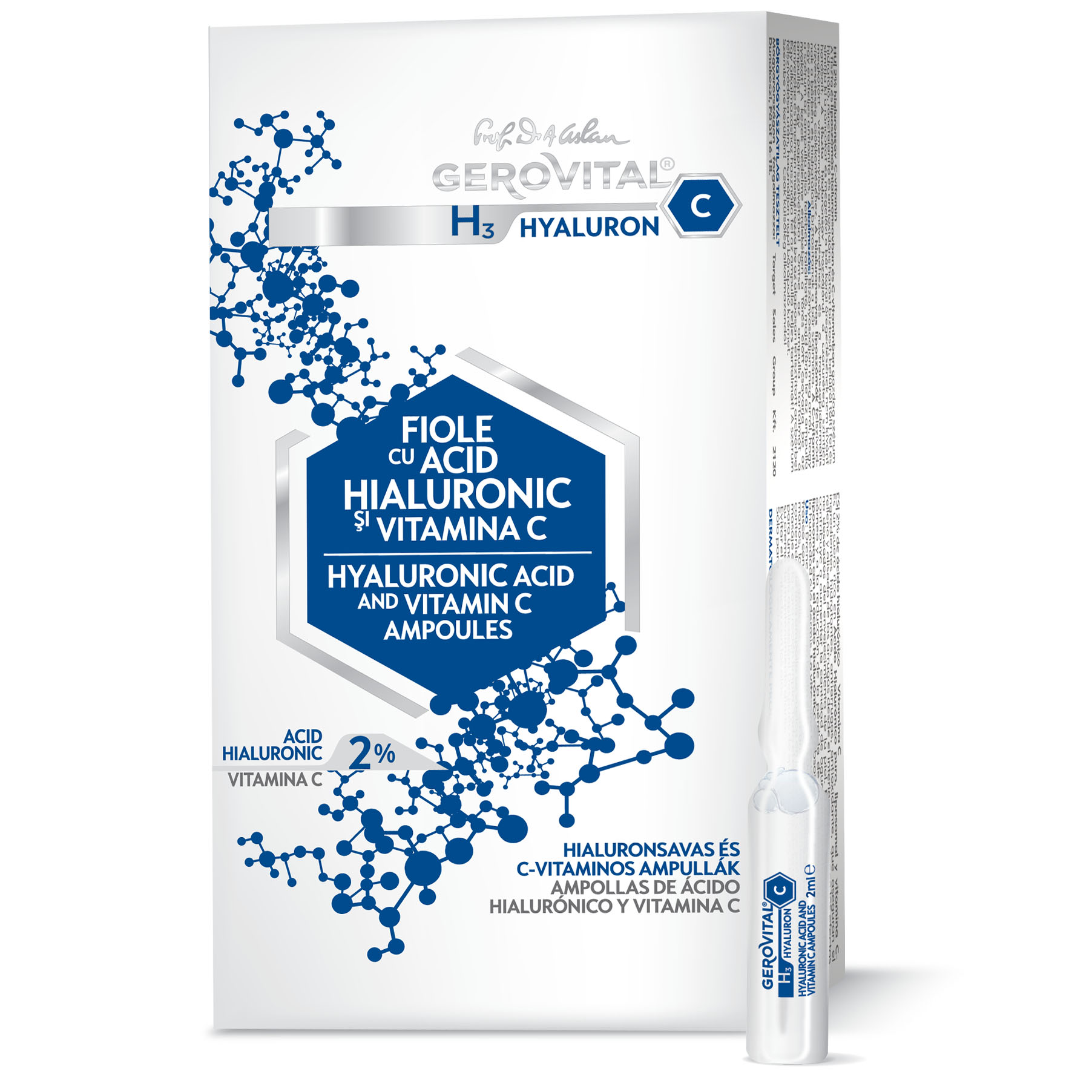 Fiole cu acid hialuronic pentru ten - Visage Acide Hyaluronique - Academie - 7 x 2 ml
