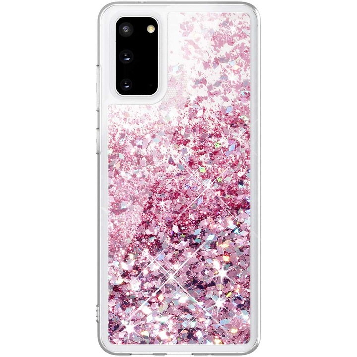 Huawei Y5p kompatibilis mozgó folyadékkal fedjük le, lila / átlátszó